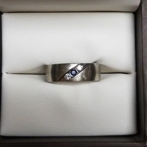 14K White Gold Mens Ring